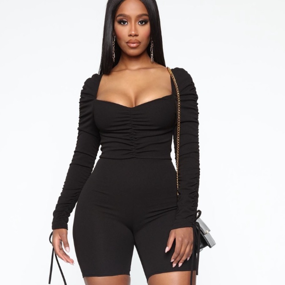 Black long sleeve romper